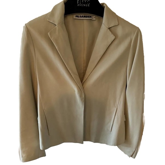 JIL SANDER Beige lamb leather extremely soft 2 Hidden Button Women’s Jacket 36 - Picture 1 of 12